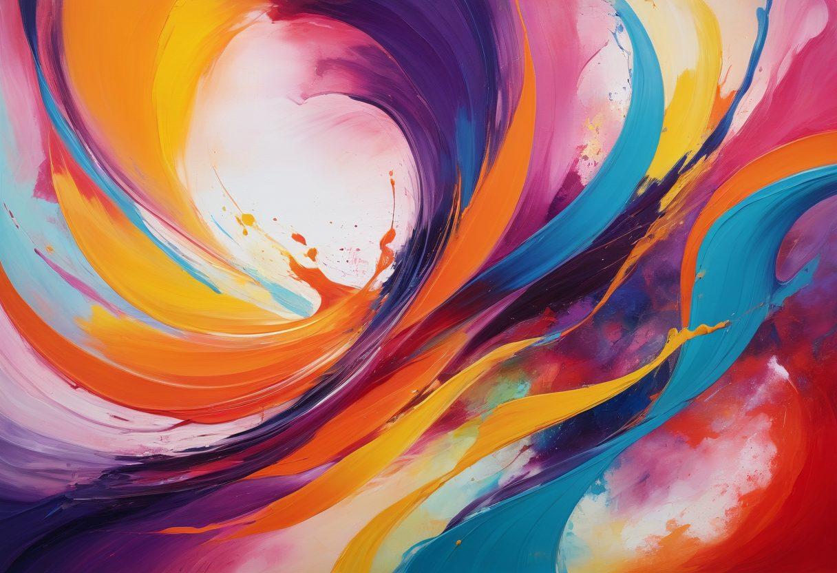 A vibrant and expressive abstract representation of joy and ecstasy, featuring bold colors and swirling shapes that symbolize freedom and pleasure. Incorporate elements of curvy silhouettes that suggest fluidity and allure, set against a dreamy, ethereal background. Include playful and whimsical accents that evoke a sense of excitement and exploration. The overall composition should inspire a sense of ultimate joy and liberation. vibrant colors. abstract art.